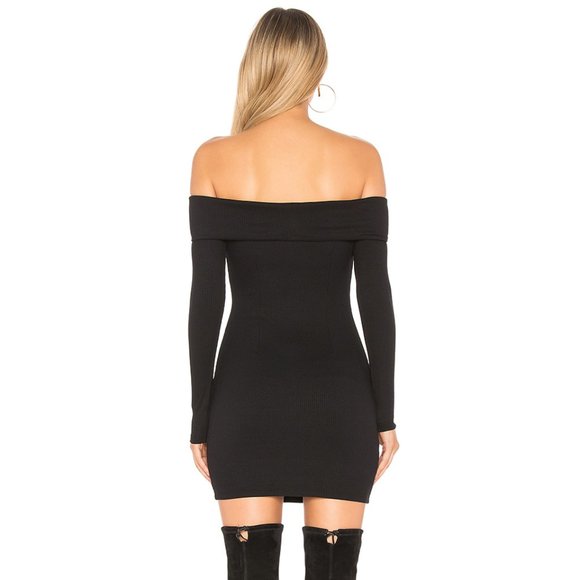 NWOT Off the Shoulder Black Mini Dress - Picture 2 of 5
